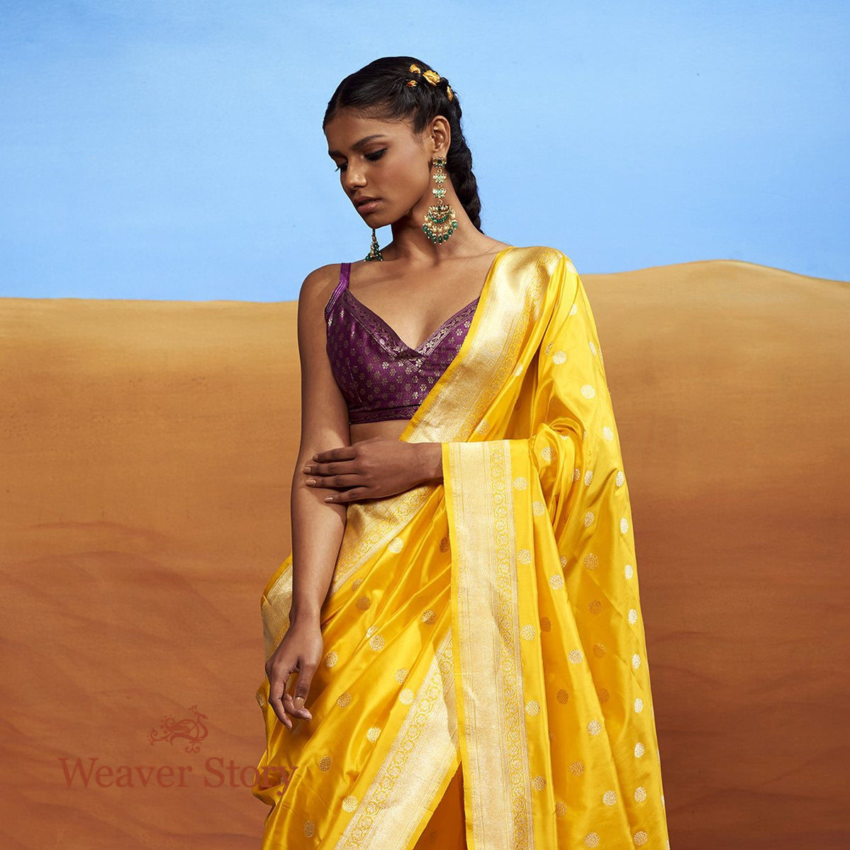 Handloom_Yellow_Asharfi_Boota_Saree_WeaverStory_01