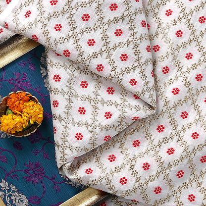 Handwoven_Banarasi_Munga_Silk_Fabric_with_Red_Meenakari_Floral_Jaal_WeaverStory_01