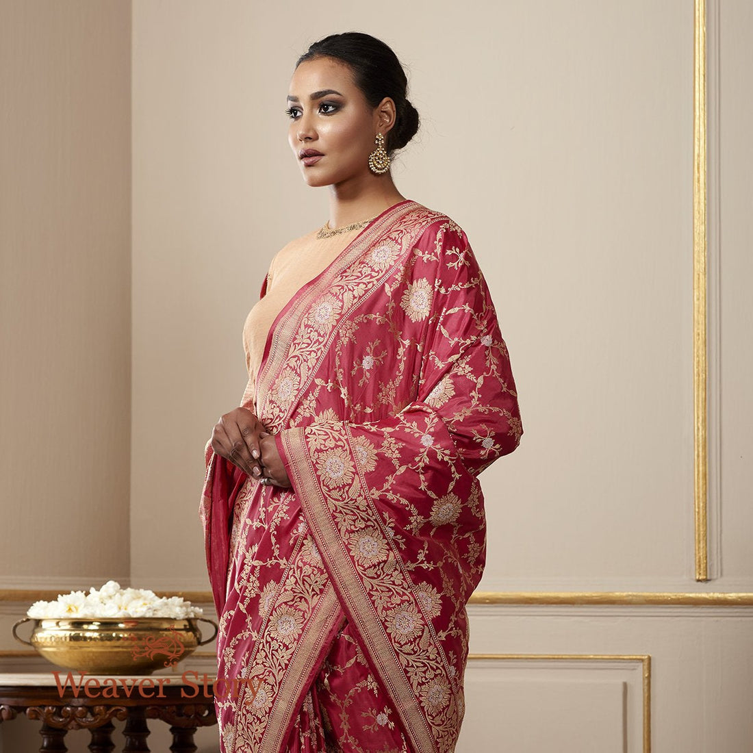 Handloom_Rose_Pink_Kadhwa_Jangla_Woven_with_Sona_Rupa_Zari_WeaverStory_01