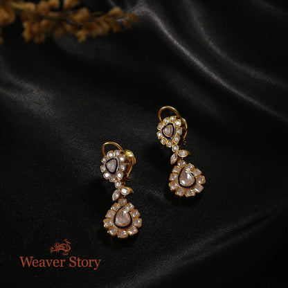 Kamal_Nain_Earrings_with_Moissanite_Polki_Crafted_in_Pure_Silver_WeaverStory_01