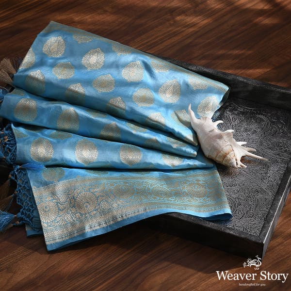 Handwoven_Sky_Blue_Katan_Silk_Cutwork_Booti_Dupatta_WeaverStory_01