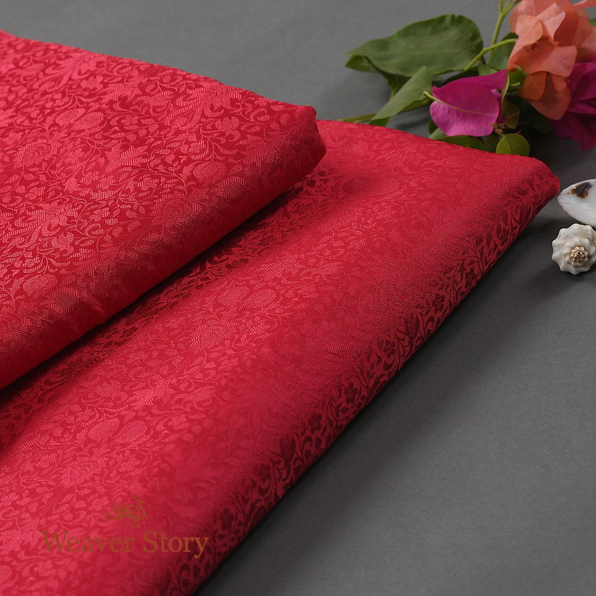 Handloom Rani Pink Self Tanchoi Fabric – WeaverStory