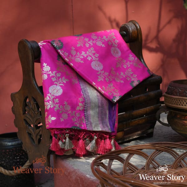 Handwoven_Rani_Pink_Meenakari_Jangla_Dupatta_WeaverStory_01