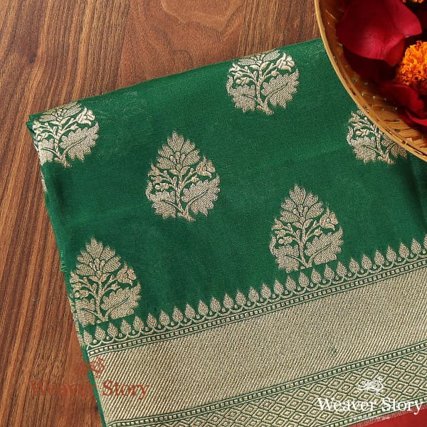 Handwoven_Green_Katan_Silk_Dupatta_with_Leaf_Motifs_WeaverStory_01