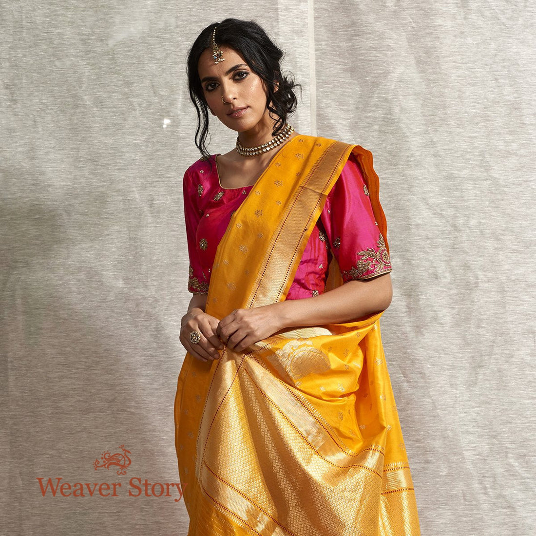 Handloom_Yellow_Ektara_Saree_with_Konia_WeaverStory_01
