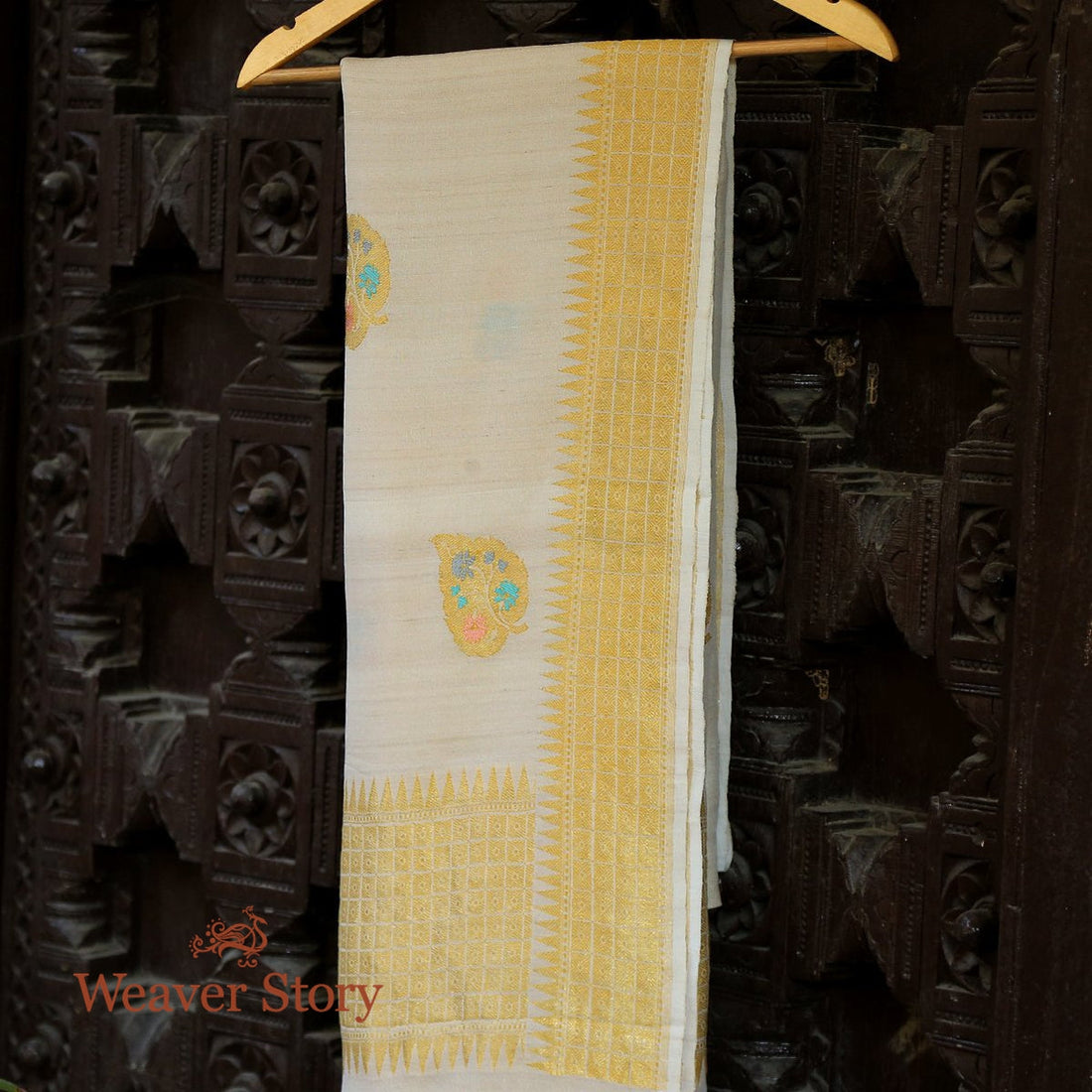 Handloom_Tusser_Georgette_Dupatta_with_Meenakari_WeaverStory_01