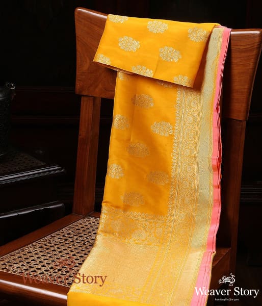 Handwoven_Yellow_Katan_Georgette_Dupatta_WeaverStory_01