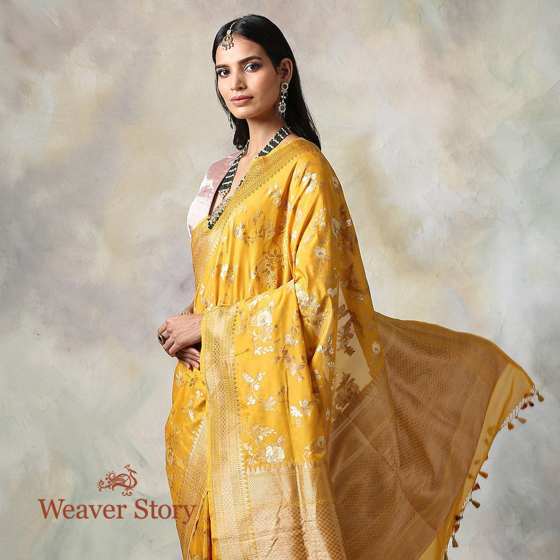 Handwoven_Mustard_Antique_Zari_Jaal_Saree_WeaverStory_01