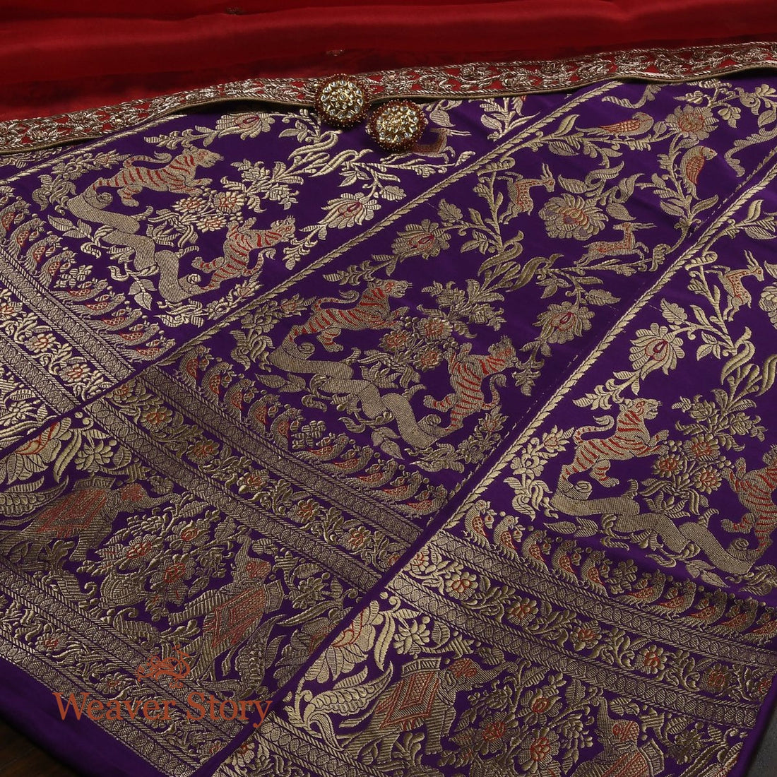 Handloom_Purple_Kadhwa_Banarasi_Shikargah_Lehenga_with_Meenakari_WeaverStory_01