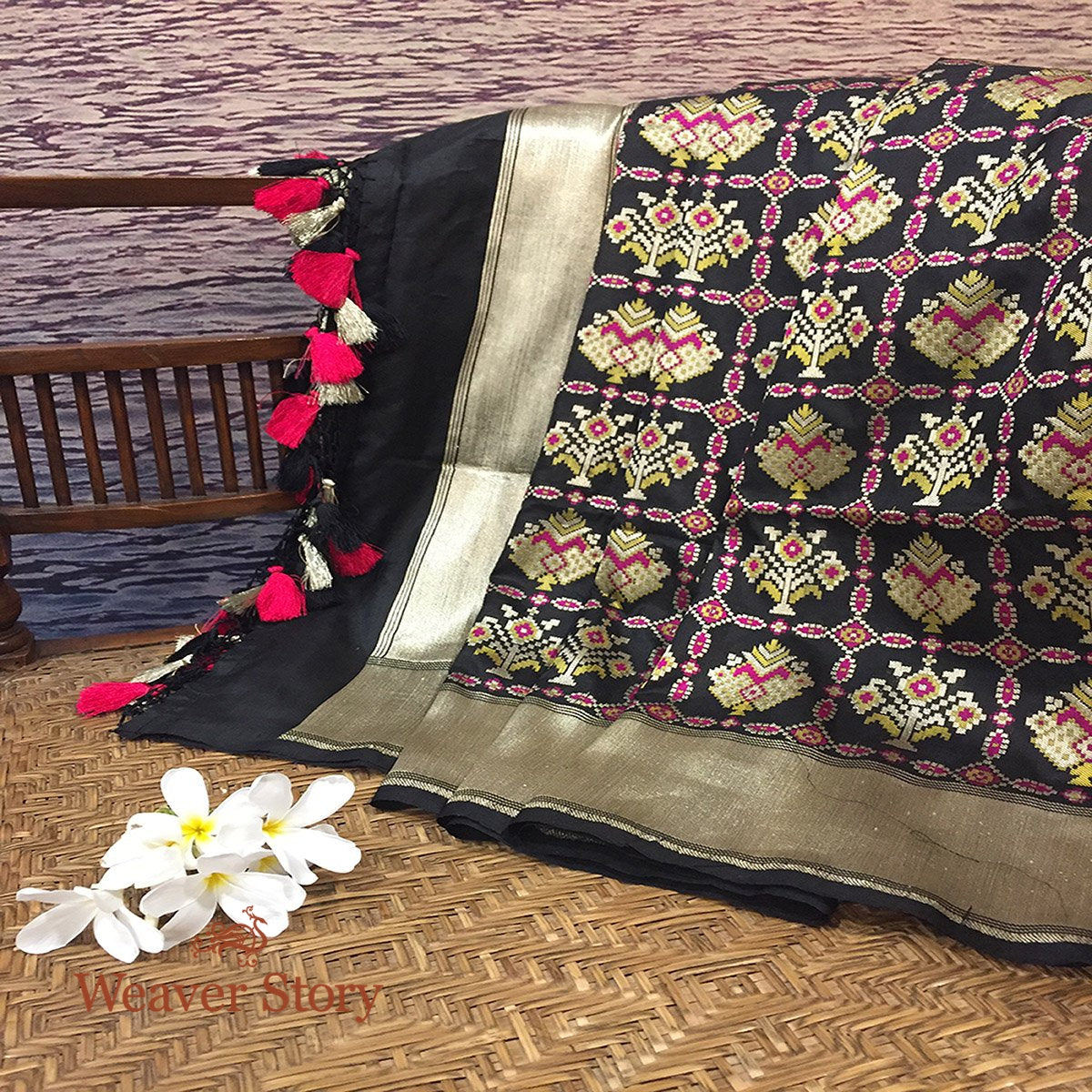 Handloom_Black_Banarasi_Patola_Dupatta_with_Meenakari_WeaverStory_01