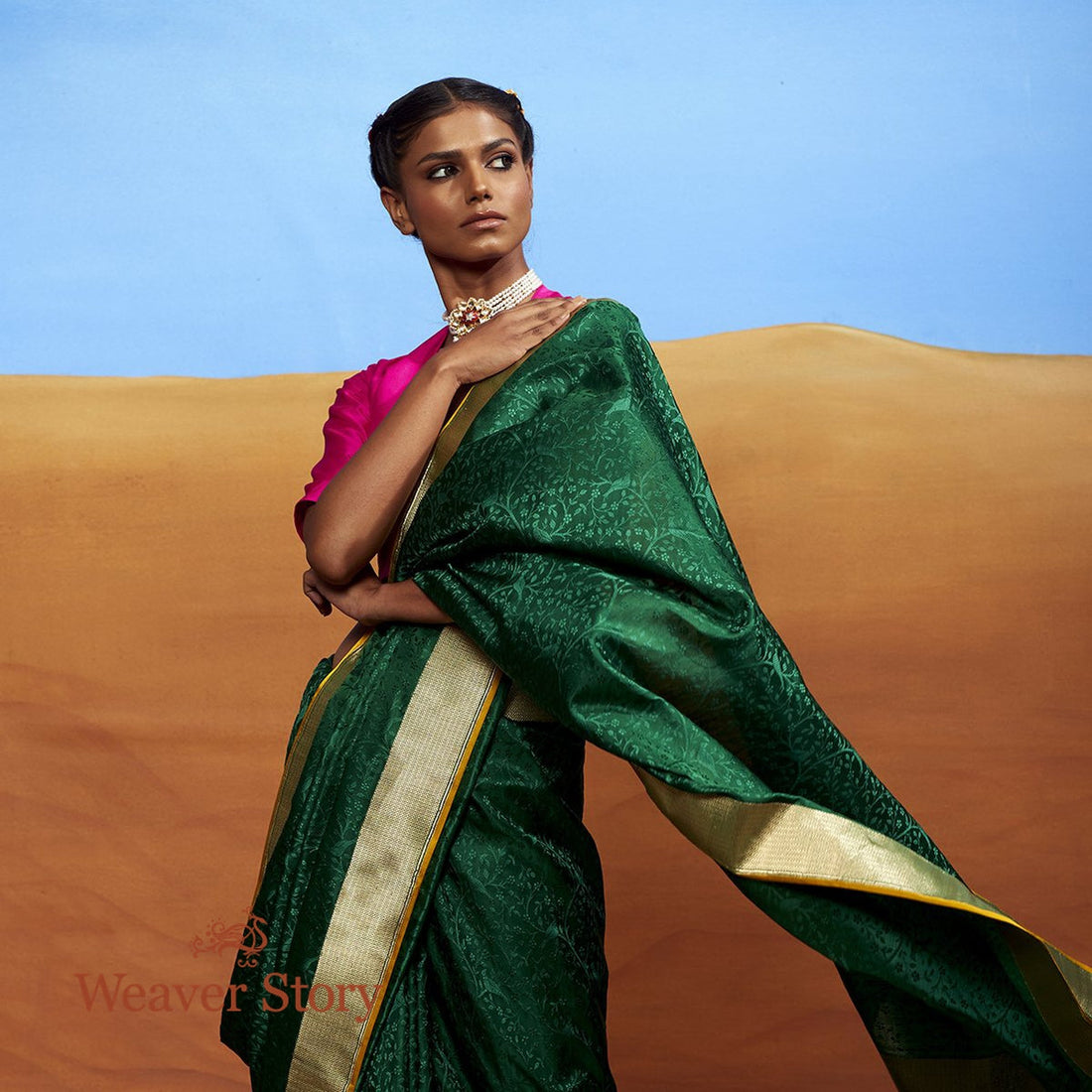 Handloom_Green_Tanchoi_Saree_with_Birds_WeaverStory_01