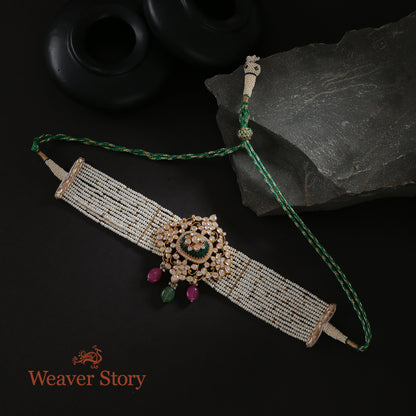 Yuvaan_Choker_with_Moissanite_Polki_Crafted_in_Pure_Silver_WeaverStory_01