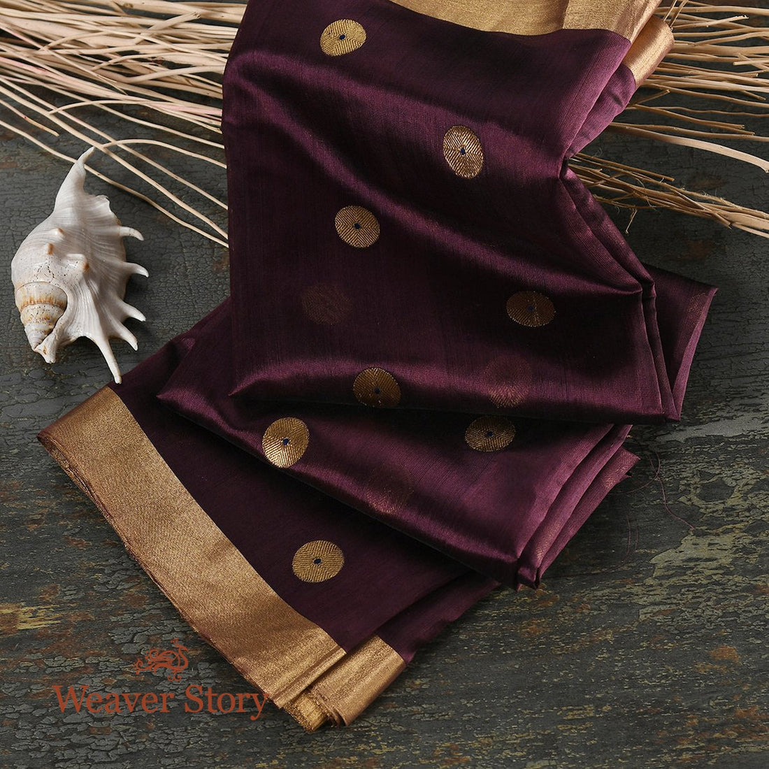 Handloom_Wine_Chanderi_Silk_Dupatta_with_Asharfi_Booti_WeaverStory_01