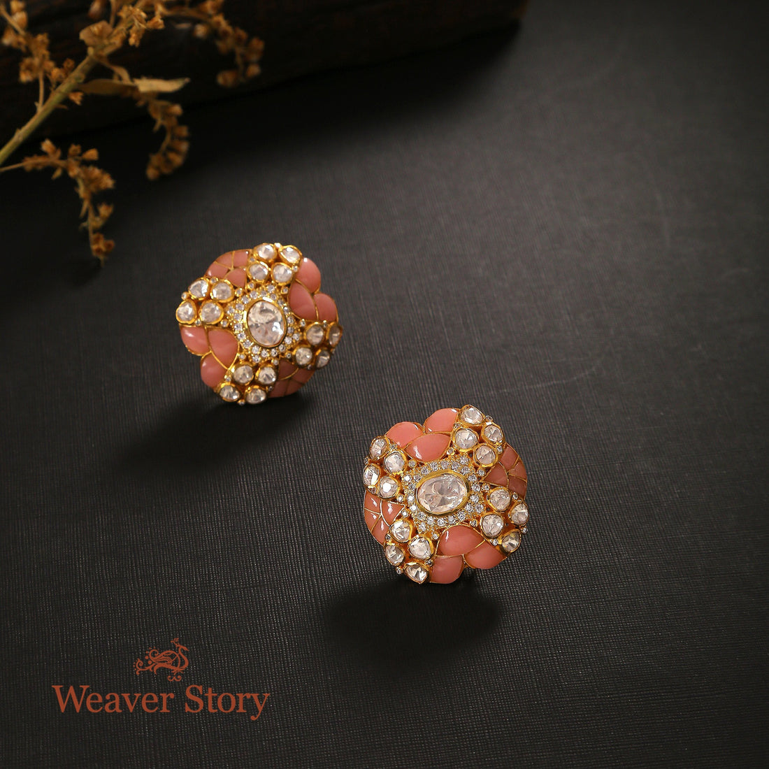 Surakh_Studds_with_Moissanite_Polki_Crafted_in_Pure_Silver_WeaverStory_01