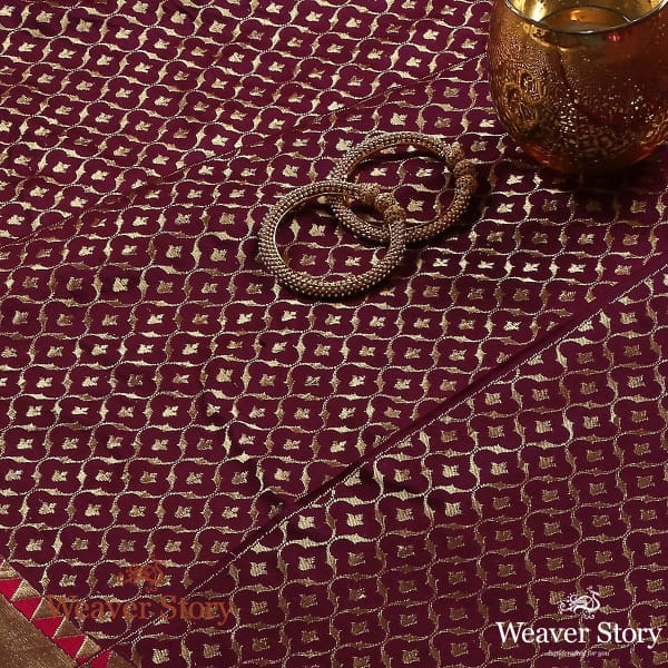 Wine_Handloom_Cutwork_Kalidar_Banarasi_Lehenga_WeaverStory_01