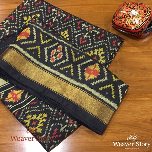 Handwoven_Rajkot_Patola_Silk_Dupatta_in_Black_WeaverStory_01