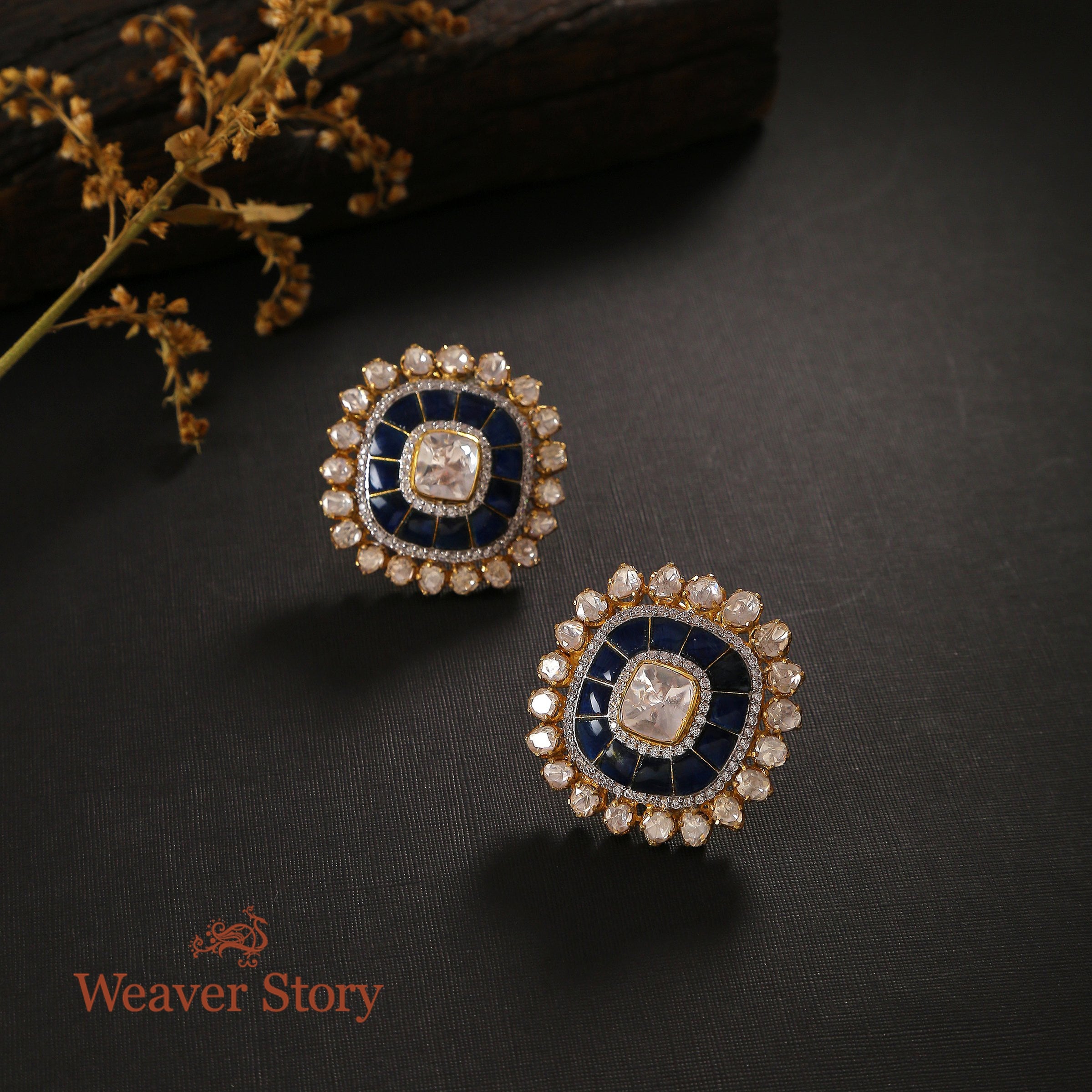 Neelambar_Studds_with_Moissanite_Polki_Crafted_in_Pure_Silver_WeaverStory_01