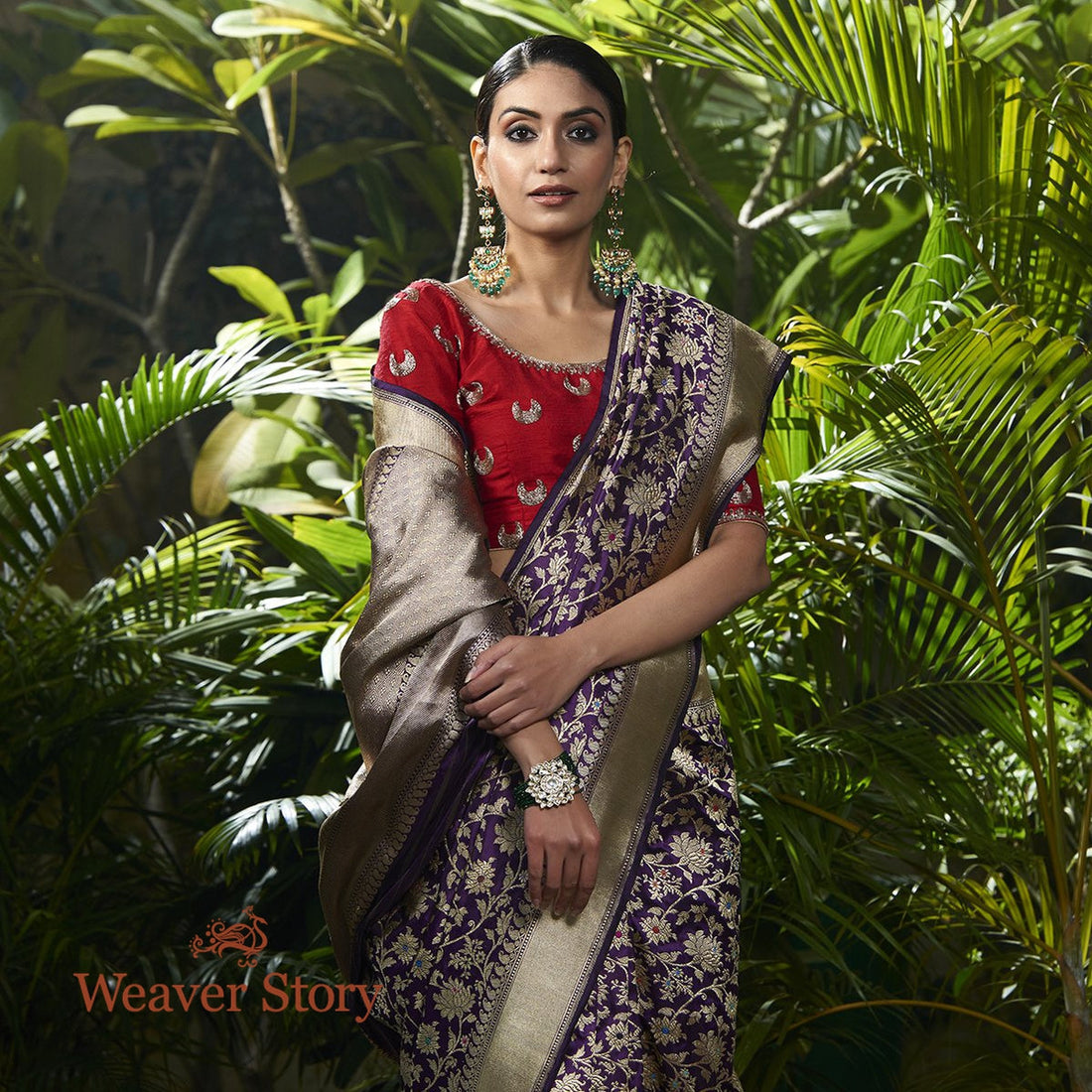 Handloom_Purple_Kadhwa_Jangla_Saree_with_Meenakari_WeaverStory_01