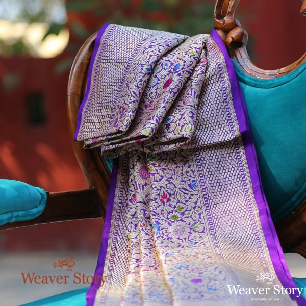 Handwoven_Purple_Kadhwa_Kimkhab_Dupatta_WeaverStory_01