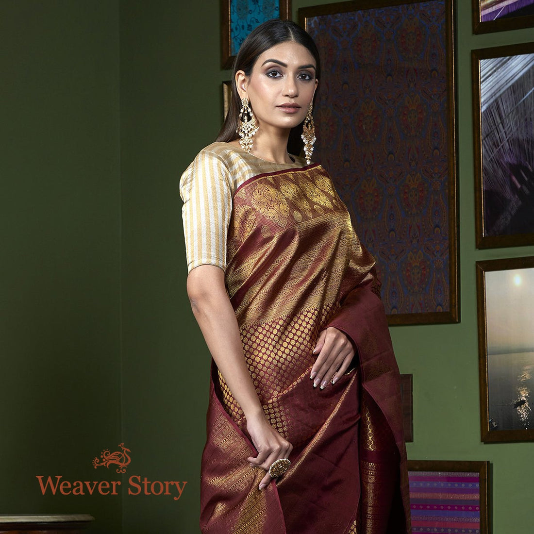 Handwoven_Maroon_All_Over_Zari_Kanjivaram_Saree_WeaverStory_01