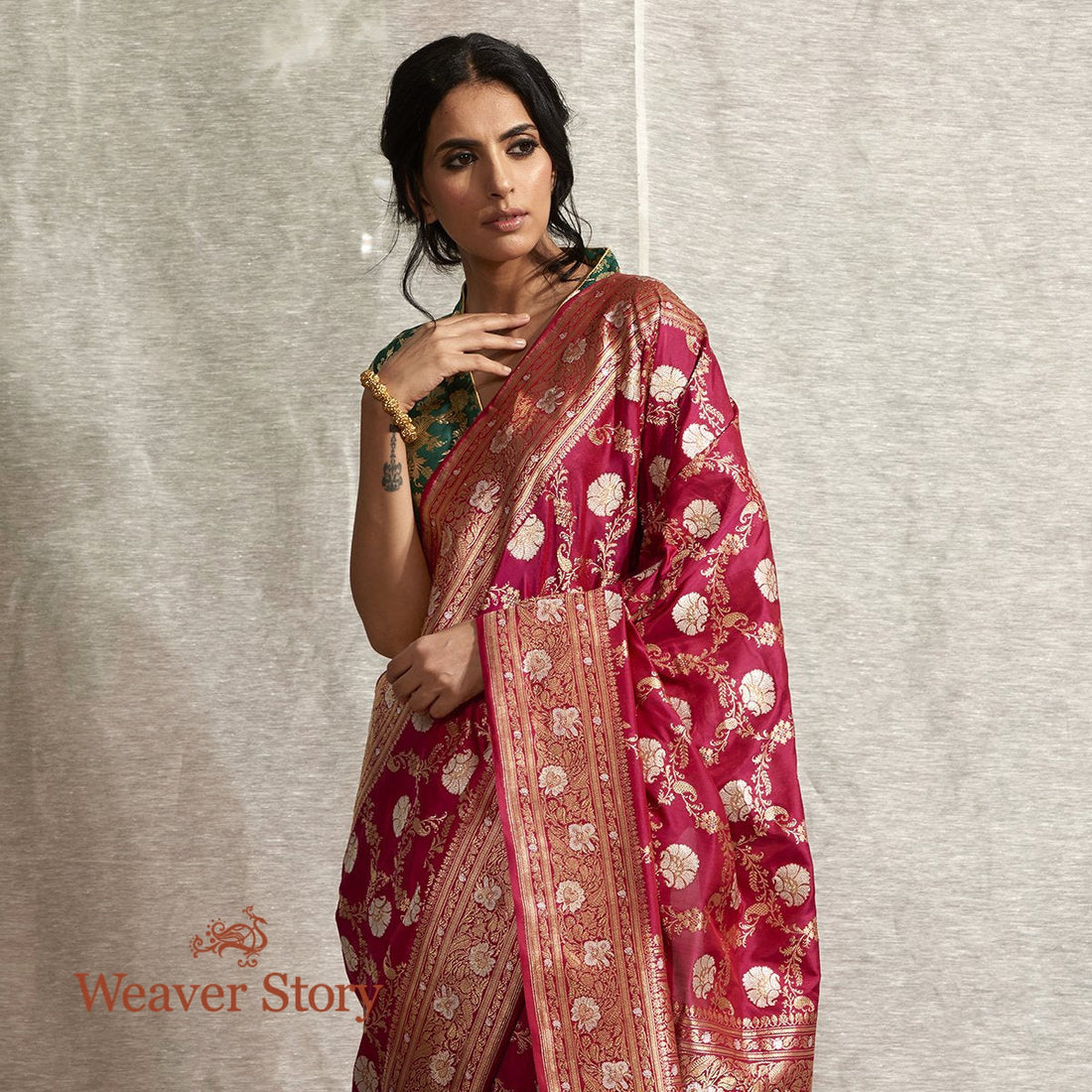 Handloom_Rani_Pink_Sona_Rupa_Jangla_Saree_WeaverStory_01