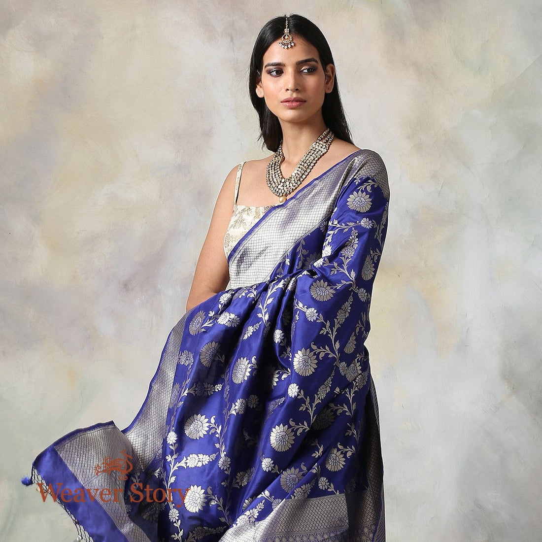 Handwoven_Blue_Sona_Rupa_Cutwork_Jaal_Saree_WeaverStory_01