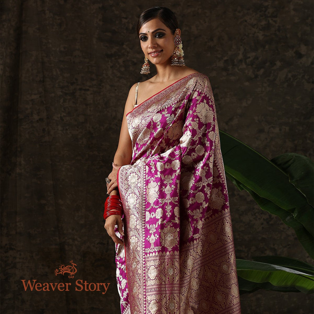 Handwoven_Purple_Kadhwa_Jangla_Saree_with_Meenakari_WeaverStory_01