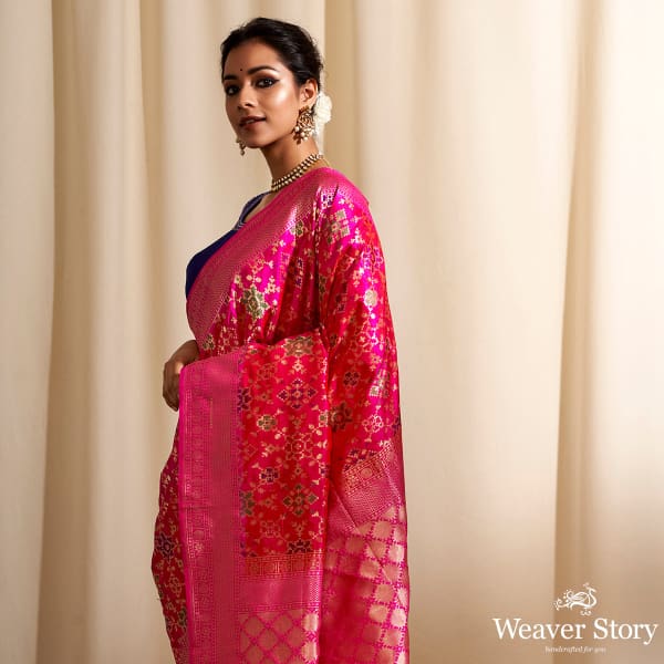 Handwoven_Rani_Pink_Patola_Saree_WeaverStory_01