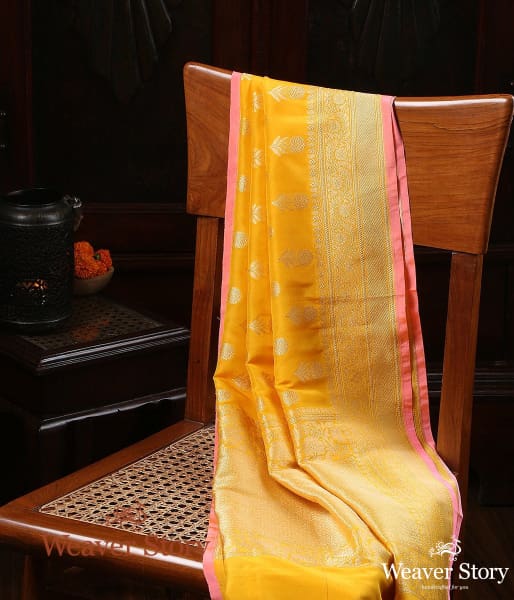 Handwoven_Yellow_Katan_Georgette_Dupatta_WeaverStory_01