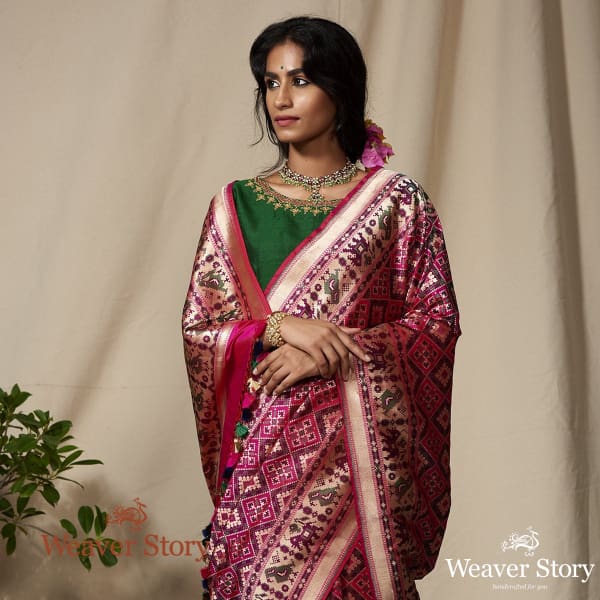 Handwoven_Pink_Banarasi_Patola_Saree_WeaverStory_01