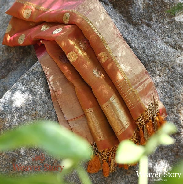 Handwoven_Orange_and_Gold_Cotton_Silk_Dupatta_with_Kadhwa_Booti_WeaverStory_01