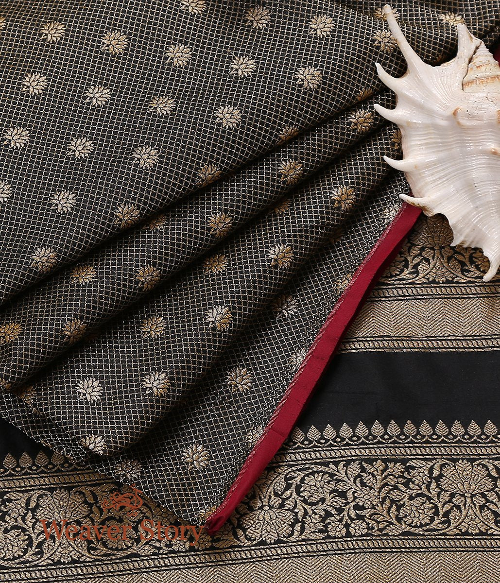 Handloom_Black_Tanchoi_Banarasi_Lehenga_Running_Fabrics_with_Borders_WeaverStory_01