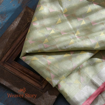 Handloom_Pista_Green_Cotton_Silk_Chanderi_Dupatta_WeaverStory_01