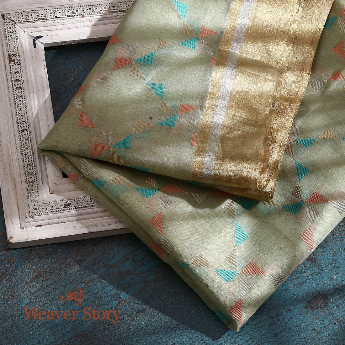 Handloom_Light_Green_Cotton_Silk_Chanderi_Dupatta_WeaverStory_01