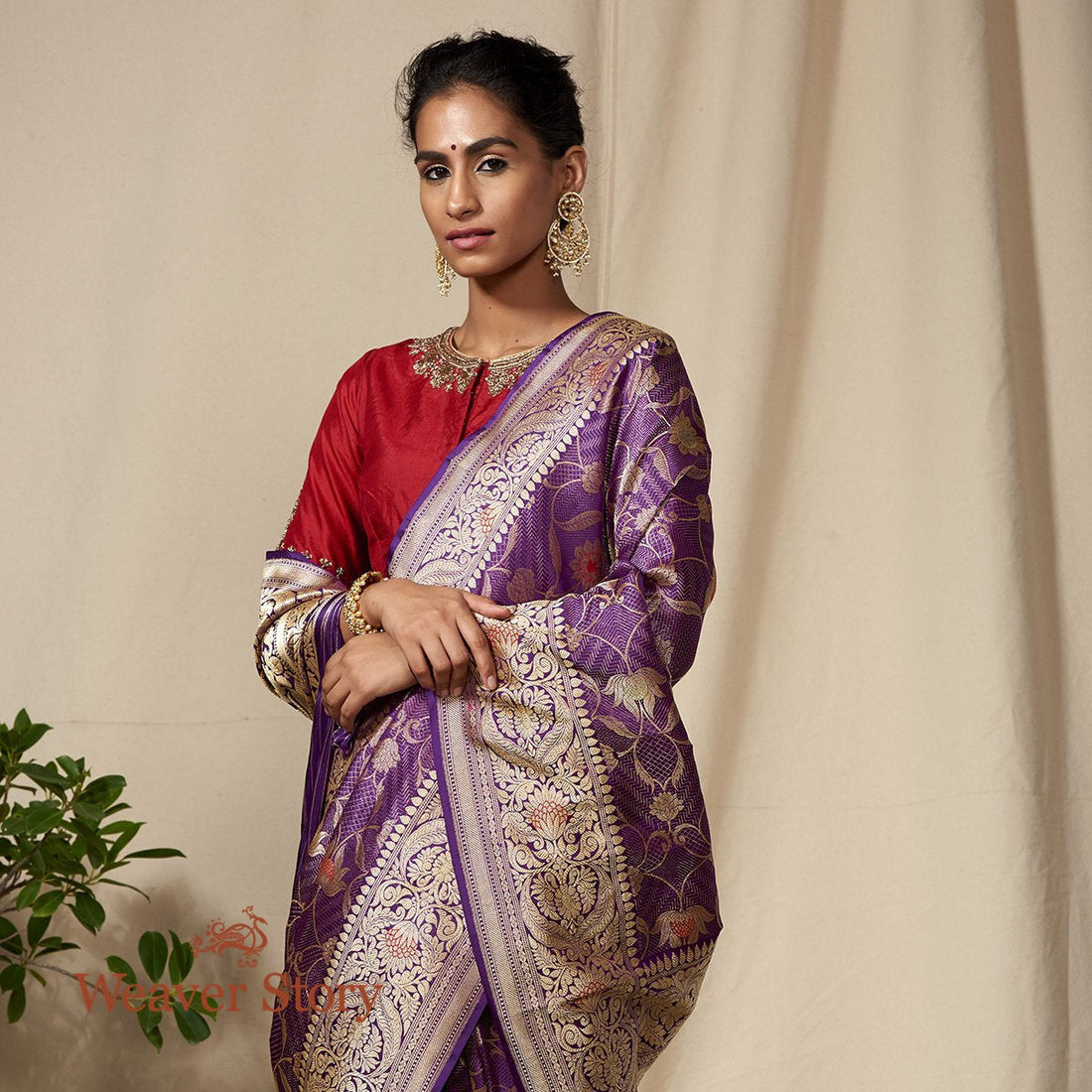 Handwoven_Purple_Meenakari_Kimkhab_Saree_with_Elaborate_Floral_Border_WeaverStory_01
