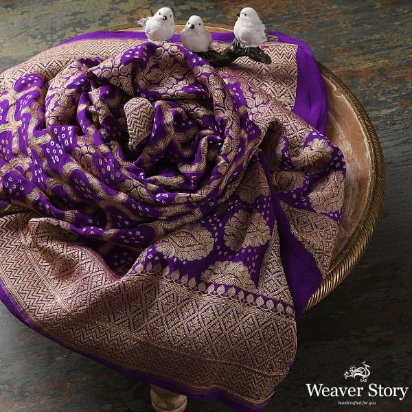 Handwoven_Purple_Banarasi_Bandhej_Dupatta_WeaverStory_01