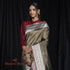 Handloom_Olive_and_Black_Silk_Tissue_Saree_with_Red_Selvedge_WeaverStory_01