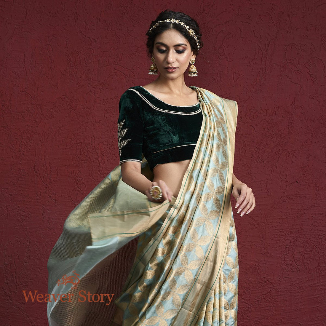 Handwoven_Powder_Blue_Chanderi_Silk_Saree_with_Zari_Jaal_WeaverStory_01