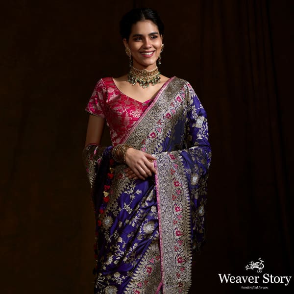 Purple_Sona_Rupa_Kadhwa_Jangla_with_floral_meenakari_WeaverStory_01