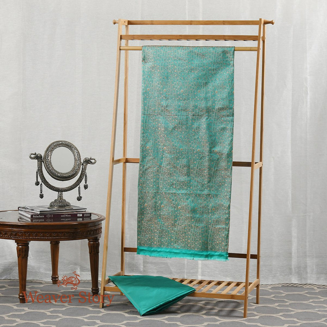 Handwoven_Teal_Jamawar_Suit_Set_with_Paisley_Motifs_WeaverStory_01