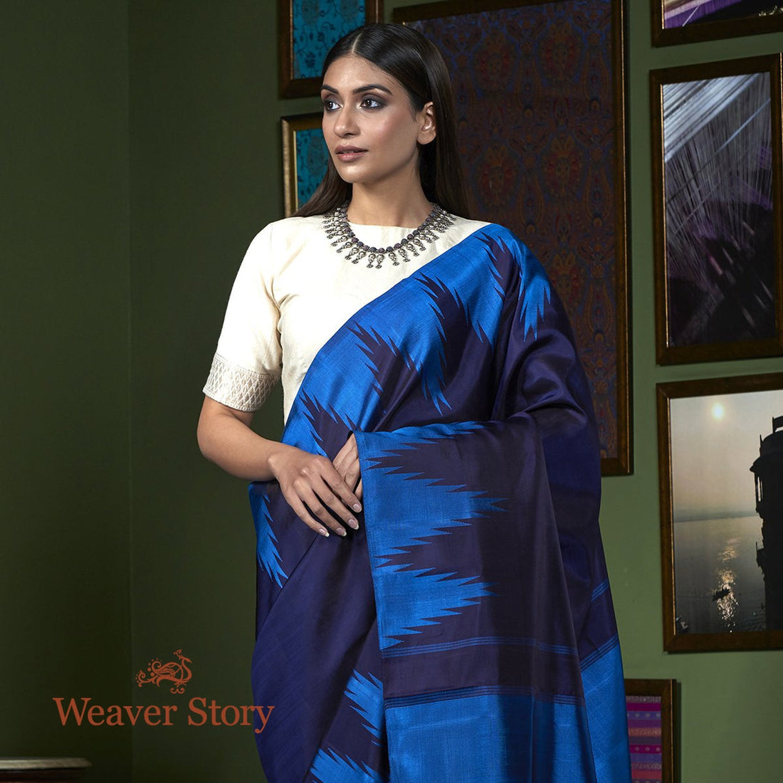 Handloom_Dark_Purple_Temple_Border_Saree_with_Turquoise_Twill_Weave_Border_WeaverStory_01