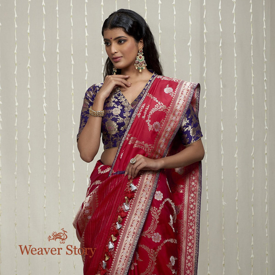 Handloom_Red_Sona_Rupa_Kadhwa_Jangla_Saree_WeaverStory_01