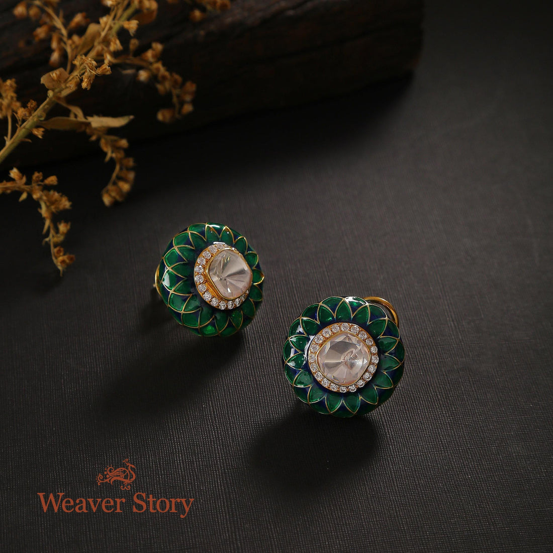 Avanya_Studds_with_Moissanite_Polki_Crafted_in_Pure_Silver_WeaverStory_01