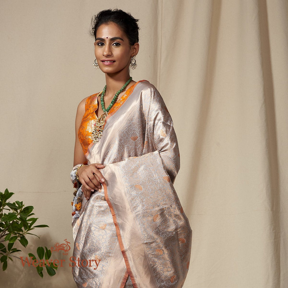 Handwoven_Silver_Grey_Banarasi_Kimkhab_Saree_with_Meenakari_WeaverStory_01