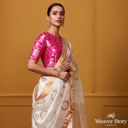 Handwoven_White_Kangan_Boota_Silk_Saree_WeaverStory_01