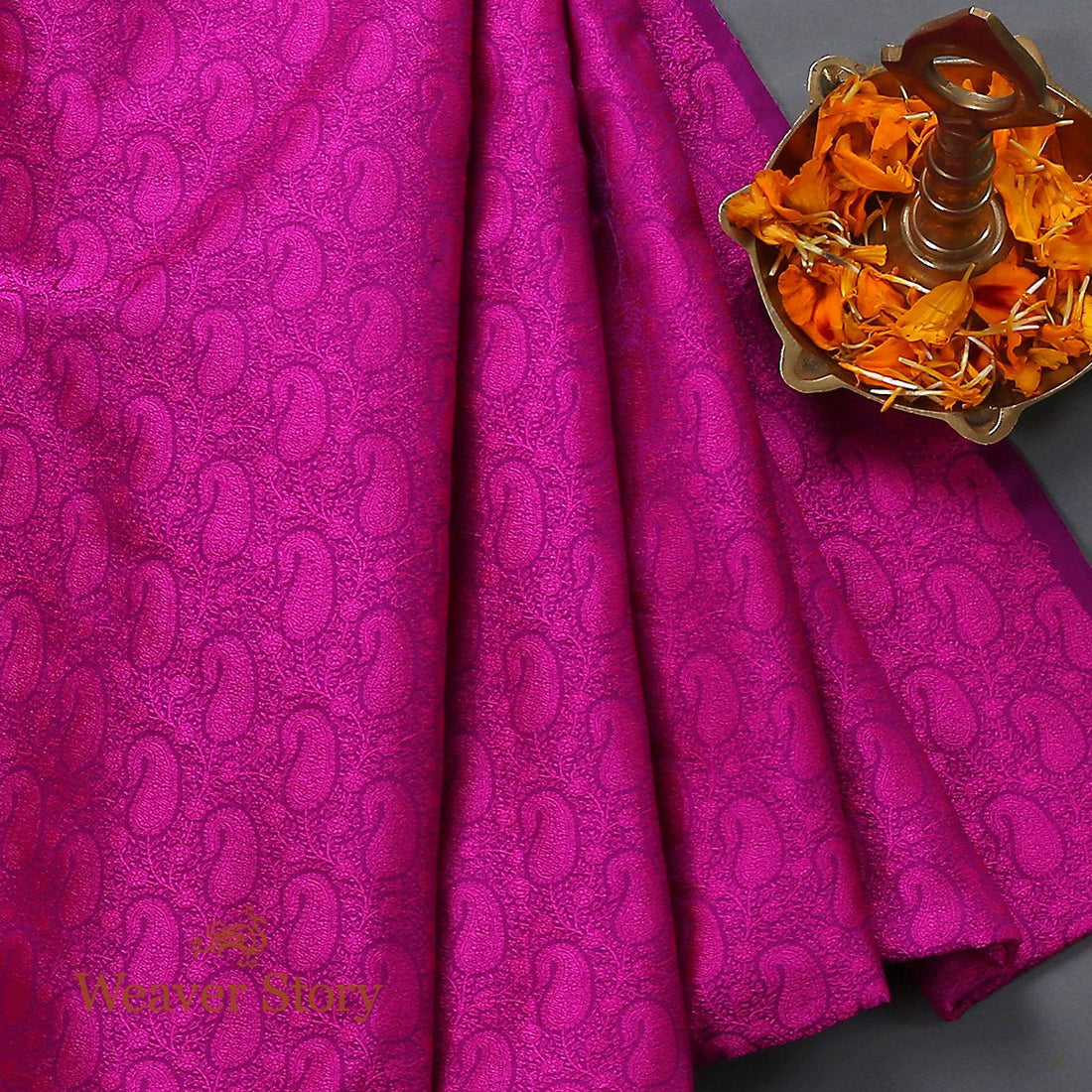 Handloom_Purple_and_Pink_Self_Tanchoi_Fabric_WeaverStory_01
