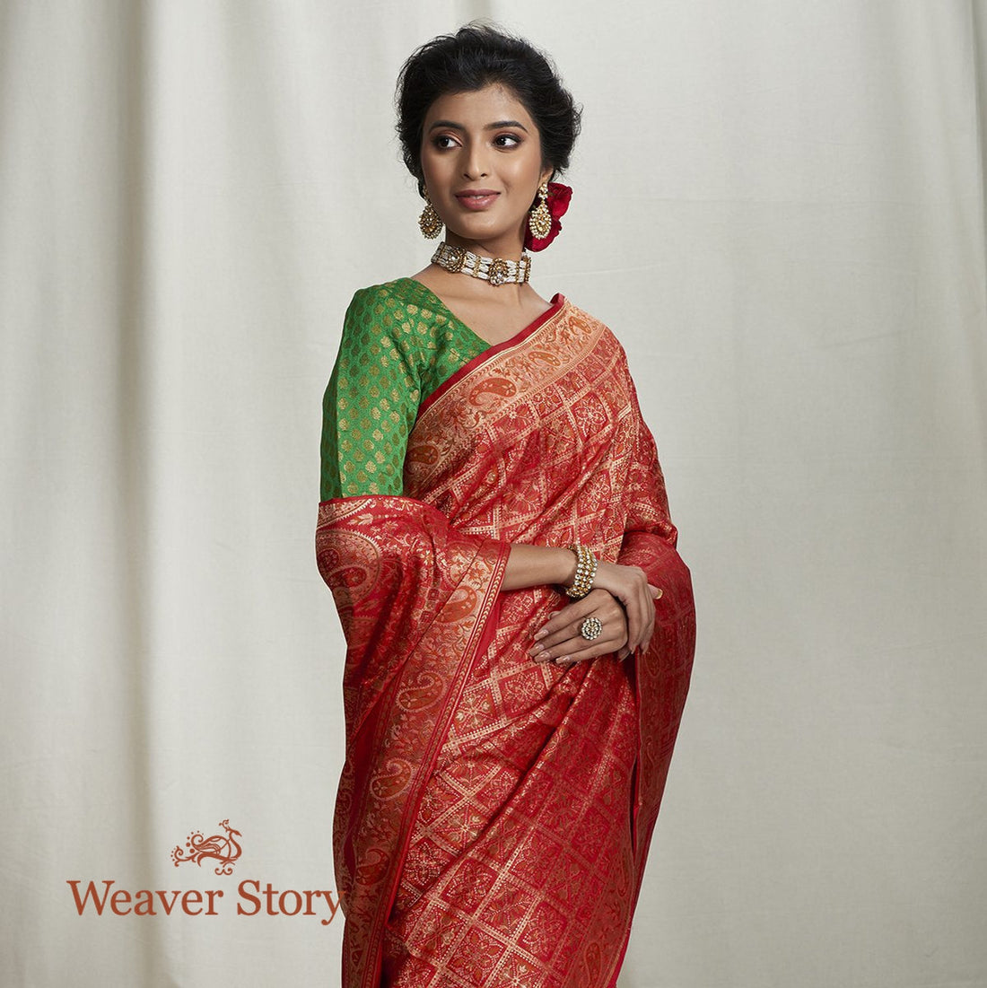 Handwoven_Red_Banarasi_Gharchola_Saree_WeaverStory_01