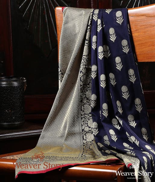 Handwoven_Blue_Katan_Georgette_Dupatta_WeaverStory_01