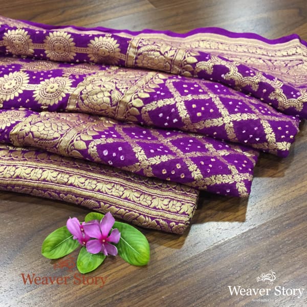 Handwoven_Purple_Bandhej_Dupatta_WeaverStory_01