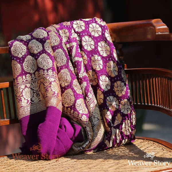 Handwoven_Purple_Banarasi_Bandhej_Dupatta_WeaverStory_01